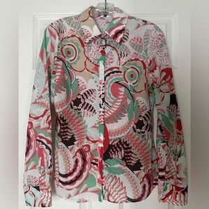 Tahari Coral Print Shirt in Small
